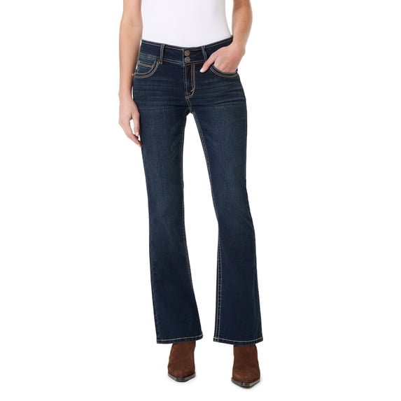 WallFlower Luscious Curvy Bootcut Mid-Rise Insta Stretch Denim Juniors Jeans for Women, Evan, 7