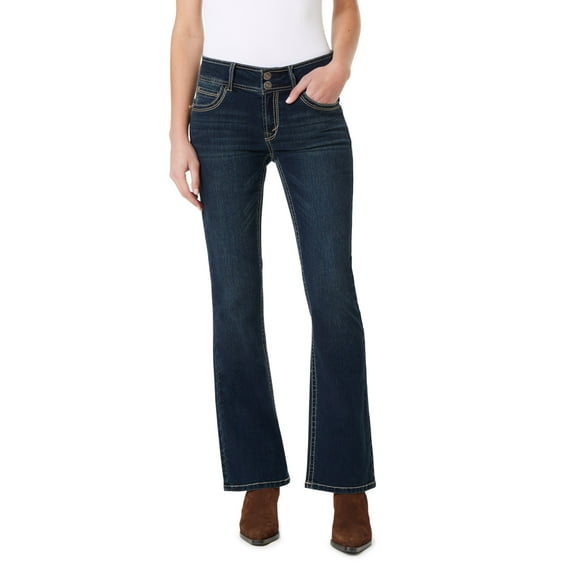 WallFlower Luscious Curvy Bootcut Mid-Rise Insta Stretch Denim Juniors Jeans for Women, Evan, 7