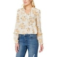 thumbnail image 1 of WallFlower Women's Elodie Long Sleeve V-Neck Chiffon Top (Available in Plus Sizes), 1 of 4