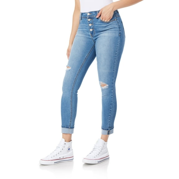 WallFlower Women's Flirty Curvy Skinny High-Rise Insta Stretch Juniors Jeans (Standard and Plus)