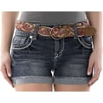 thumbnail image 1 of WallFlower Women's Legacy Luscious Curvy Denim Shorts Mid-Rise Bling and Belted Insta Stretch Juniors, Katy, 0 (waist 23", hip 33"), 1 of 1