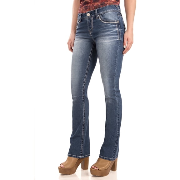 WallFlower Women's Legendary Bootcut Mid-Rise Insta Stretch Juniors Jeans (Standard and Plus)