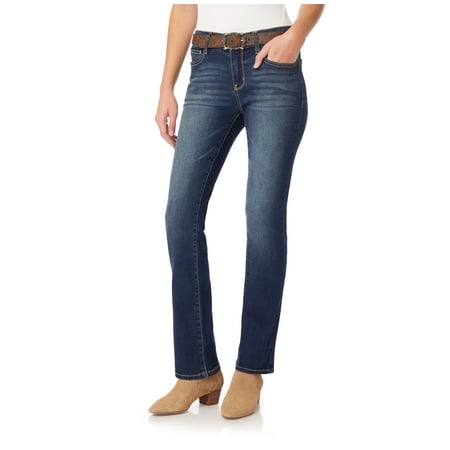 WallFlower Women's Legendary Slim Bootcut Mid-Rise Belted Insta Stretch Juniors Jeans (Standard and Plus)