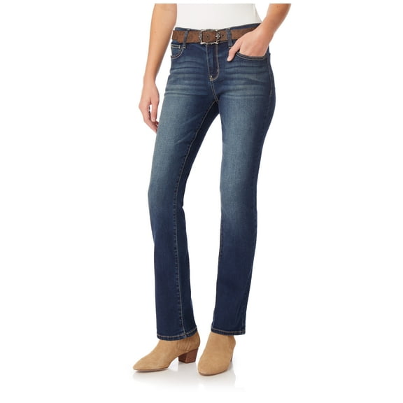 WallFlower Women's Legendary Slim Bootcut Mid-Rise Belted Insta Stretch Juniors Jeans (Standard and Plus)