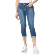 WallFlower Women's Luscious Curvy 23.5'' Crop Mid-Rise Bling Insta Stretch Juniors (Available in Plus Sizes)