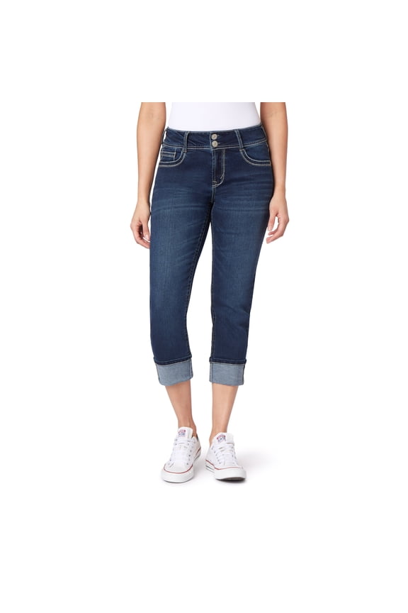 Women's Luscious Curvy 23.5'' Crop Mid-Rise Bling Insta Stretch Juniors (Available in Plus Sizes)