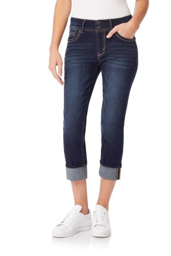 Women's Luscious Curvy 23.5'' Crop Mid-Rise Bling Insta Stretch Juniors (Available in Plus Sizes)