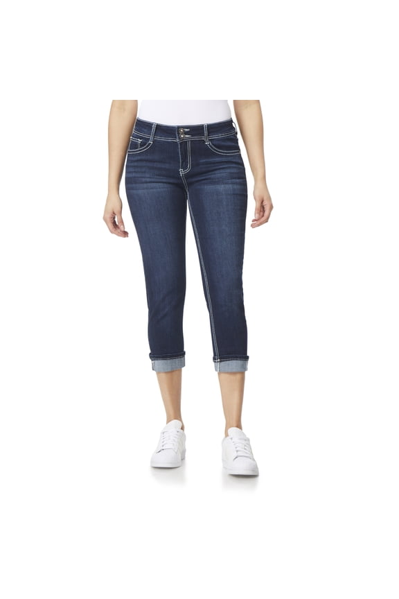 Women's Luscious Curvy 23.5'' Crop Mid-Rise Bling Insta Stretch Juniors (Available in Plus Sizes)