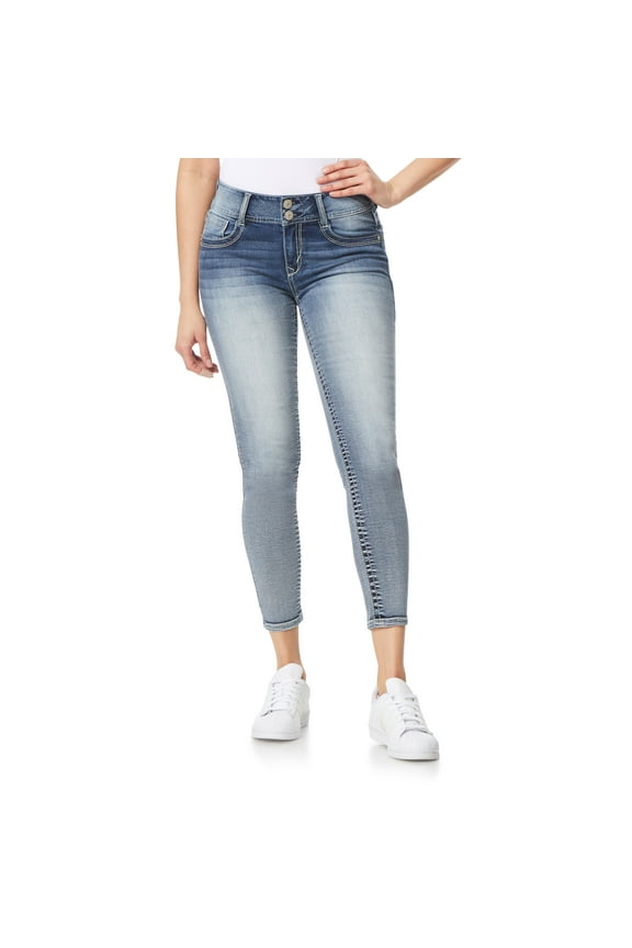 Women's Luscious Curvy Ankle Mid-Rise Insta Stretch Juniors Jeans
