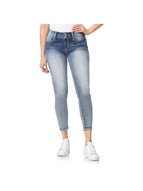 Women's Luscious Curvy Ankle Mid-Rise Insta Stretch Juniors Jeans
