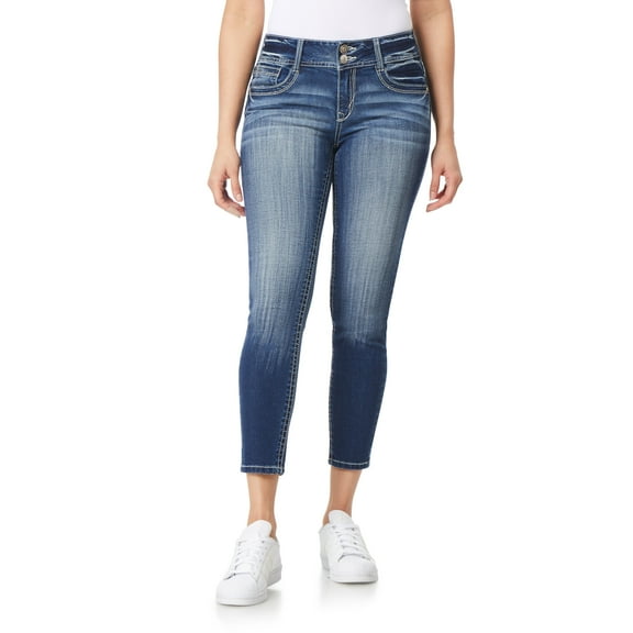 WallFlower Women's Luscious Curvy Ankle Mid-Rise Insta Stretch Juniors Jeans