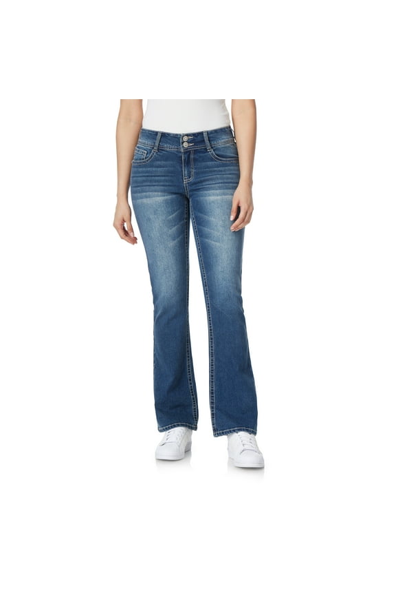 Women's Luscious Curvy Bootcut Mid-Rise Bling Insta Stretch Juniors Jeans (Standard and Plus)