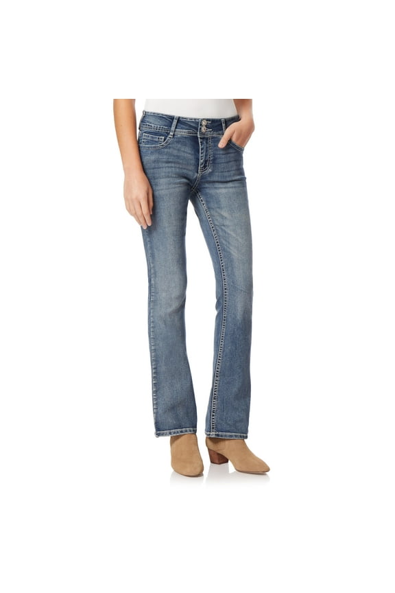 Women's Luscious Curvy Bootcut Mid-Rise Bling Insta Stretch Juniors Jeans (Standard and Plus)