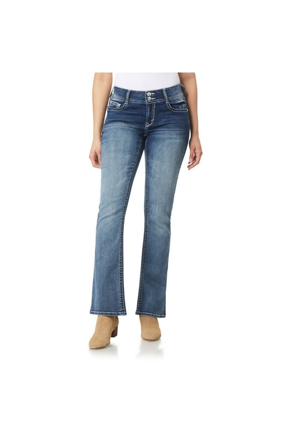 Women's Luscious Curvy Bootcut Mid-Rise Bling Insta Stretch Juniors Jeans (Standard and Plus)