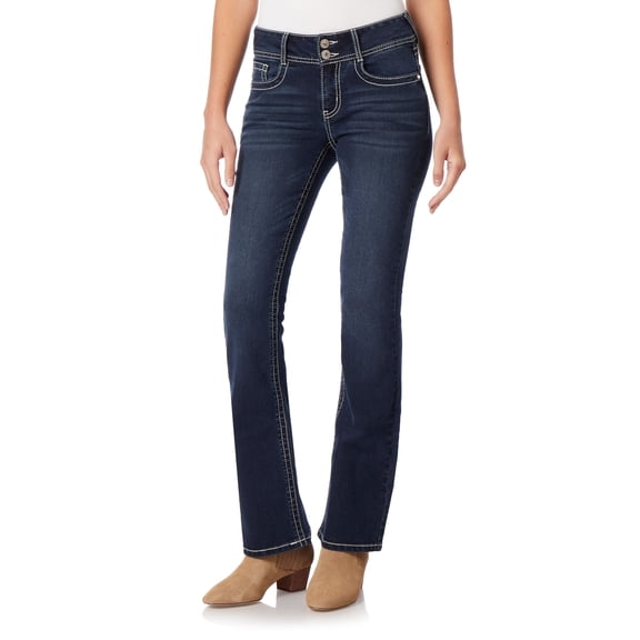 WallFlower Women's Luscious Curvy Bootcut Mid-Rise Bling Insta Stretch Juniors Jeans (Standard and Plus)