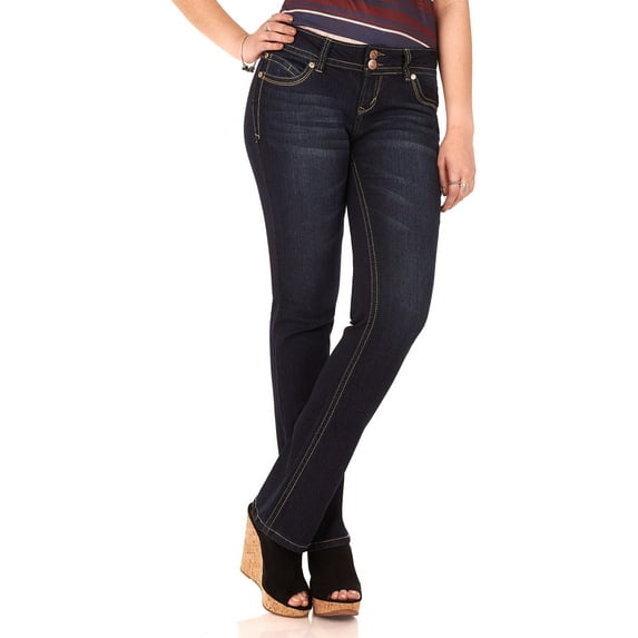 WallFlower Women's Luscious Curvy Bootcut Mid-Rise Insta Stretch Juniors Jeans (Standard and Plus)