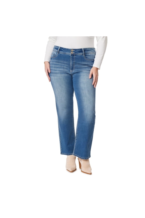 Women's Luscious Curvy Bootcut Mid-Rise Insta Stretch Juniors Jeans (Standard and Plus)