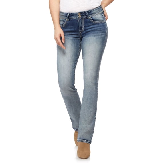 WallFlower Women's Luscious Curvy Bootcut Mid-Rise Insta Stretch Juniors Jeans (Standard and Plus)