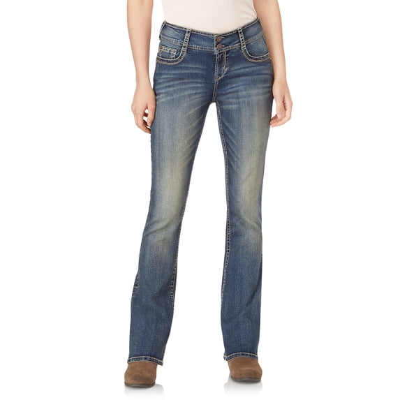 WallFlower Women's Luscious Curvy Bootcut Mid-Rise Insta Stretch Juniors Jeans (Standard and Plus)