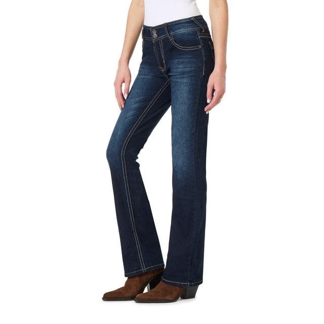 WallFlower Women's Luscious Curvy Bootcut Mid-Rise Insta Stretch Juniors Jeans (Standard and Plus)