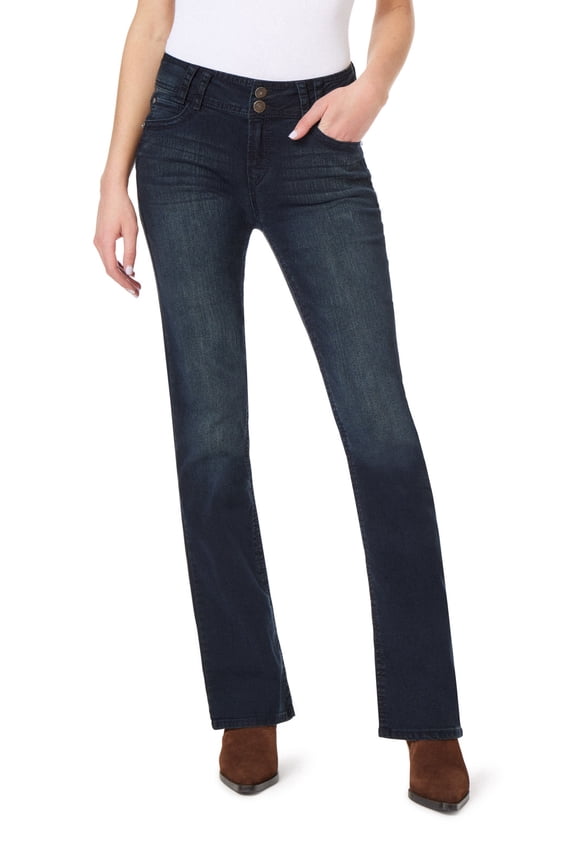 Women's Luscious Curvy Bootcut Mid-Rise Insta Stretch Juniors Jeans (Standard and Plus)