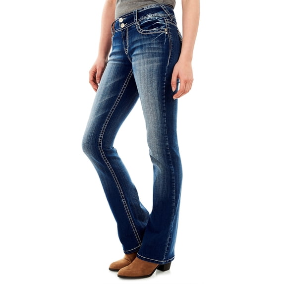 WallFlower Women's Luscious Curvy Bootcut Mid-Rise Insta Stretch Juniors Jeans (Standard and Plus)