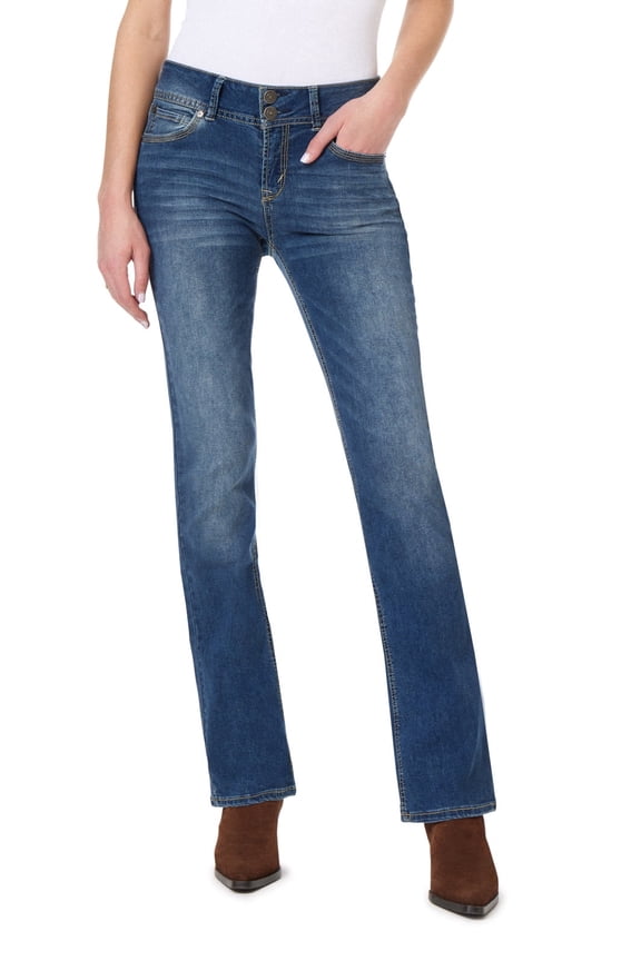 Women's Luscious Curvy Bootcut Mid-Rise Insta Stretch Juniors Jeans (Standard and Plus)