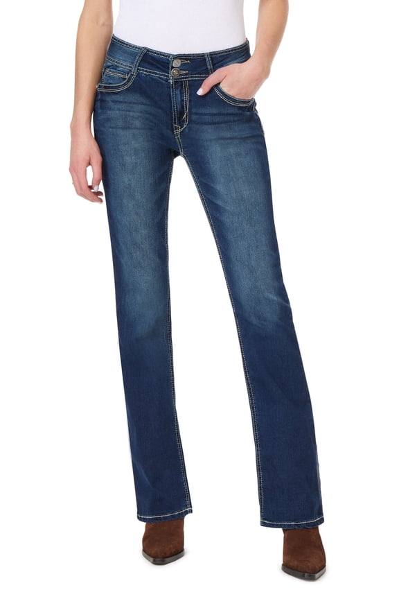 Women's Luscious Curvy Bootcut Mid-Rise Insta Stretch Juniors Jeans (Standard and Plus)