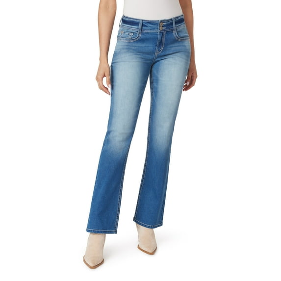 WallFlower Women's Luscious Curvy Bootcut Mid-Rise Insta Stretch Juniors Jeans (Standard and Plus)