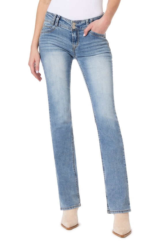 Women's Luscious Curvy Bootcut Mid-Rise Insta Stretch Juniors Jeans (Standard and Plus)