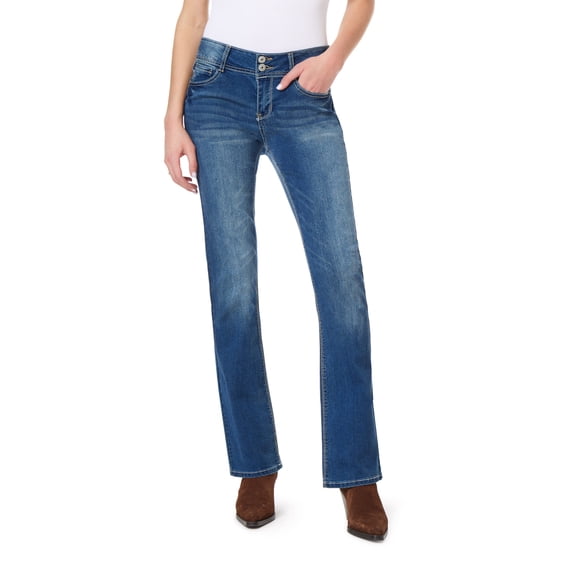WallFlower Women's Luscious Curvy Bootcut Mid-Rise Insta Stretch Juniors Jeans (Standard and Plus)