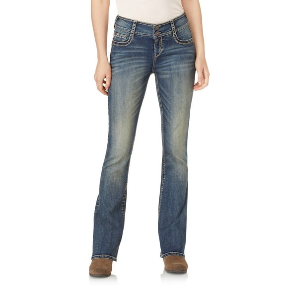 WallFlower Women's Luscious Curvy Bootcut Mid-Rise Insta Stretch Juniors Jeans (Standard and Plus)