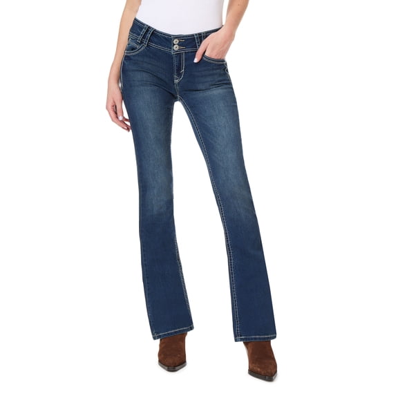 WallFlower Women's Luscious Curvy Bootcut Mid-Rise Insta Stretch Juniors Jeans (Standard and Plus)