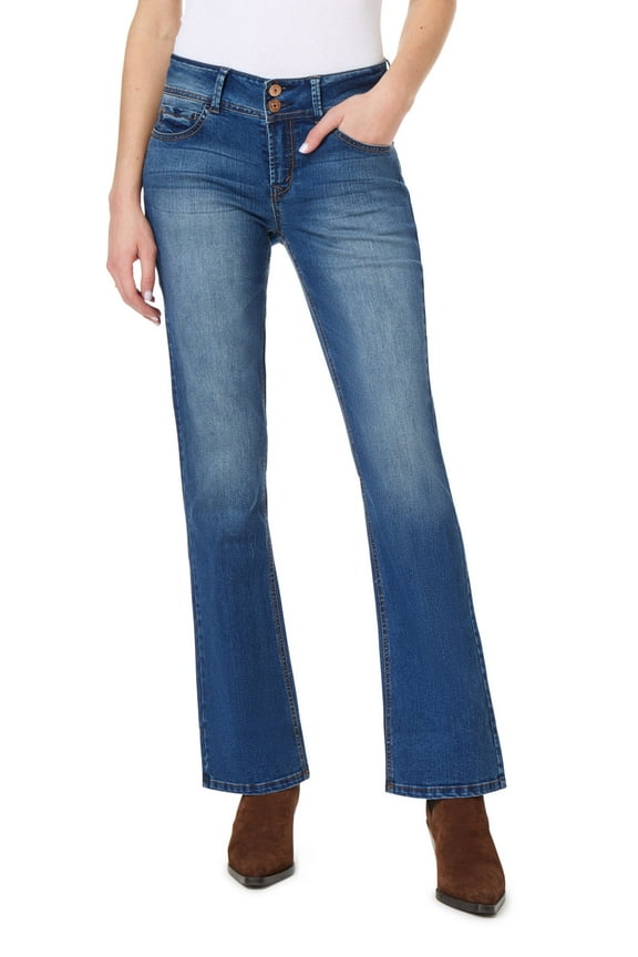 Women's Luscious Curvy Bootcut Mid-Rise Insta Stretch Juniors Jeans (Standard and Plus)