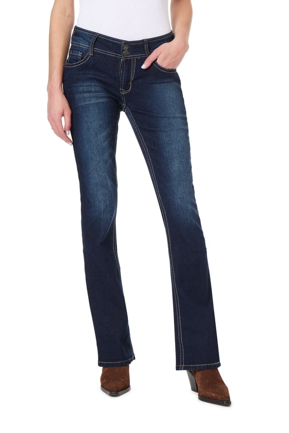 Women's Luscious Curvy Bootcut Mid-Rise Insta Stretch Juniors Jeans (Standard and Plus)