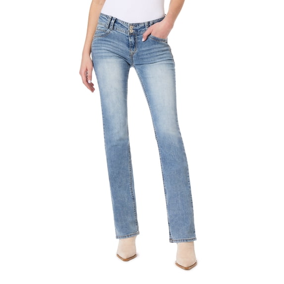 WallFlower Women's Luscious Curvy Bootcut Mid-Rise Insta Stretch Juniors Jeans (Standard and Plus)