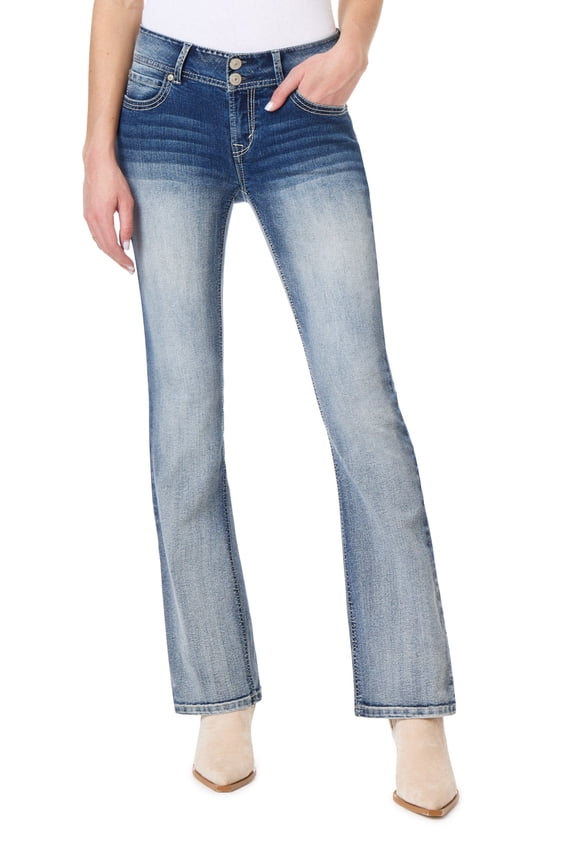 Women's Luscious Curvy Bootcut Mid-Rise Insta Stretch Juniors Jeans (Standard and Plus)