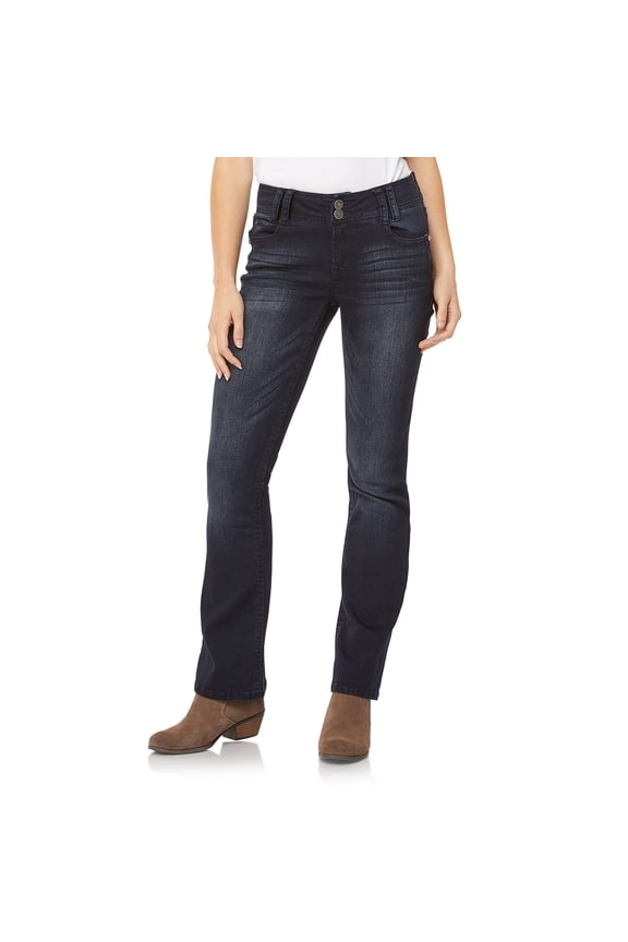 Women's Luscious Curvy Bootcut Mid-Rise Insta Stretch Juniors Jeans (Standard and Plus)