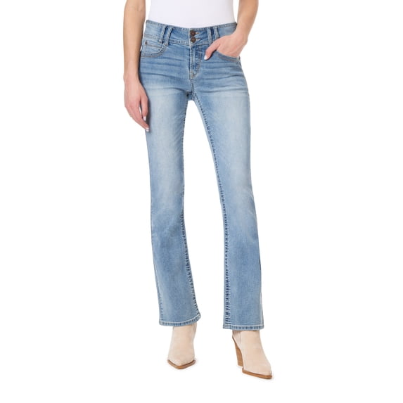 WallFlower Women's Luscious Curvy Bootcut Mid-Rise Insta Stretch Juniors Jeans (Standard and Plus)