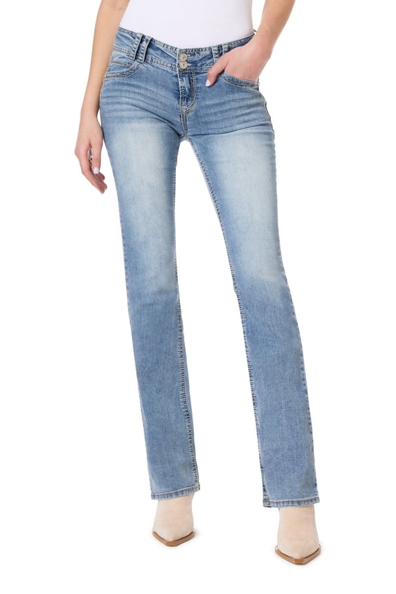 Women's Luscious Curvy Bootcut Mid-Rise Insta Stretch Juniors Jeans (Standard and Plus)