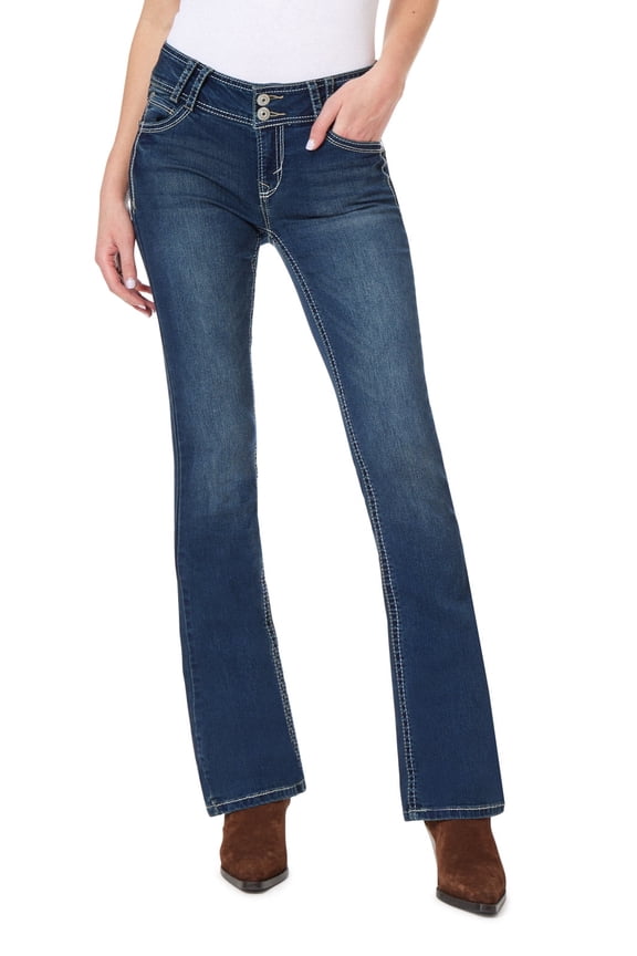 Women's Luscious Curvy Bootcut Mid-Rise Insta Stretch Juniors Jeans (Standard and Plus)