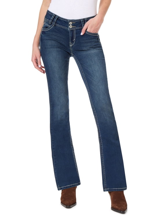 Women's Luscious Curvy Bootcut Mid-Rise Insta Stretch Juniors Jeans (Standard and Plus)