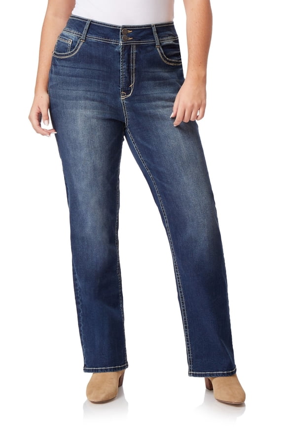 Women's Luscious Curvy Bootcut Mid-Rise Insta Stretch Juniors Jeans (Standard and Plus)