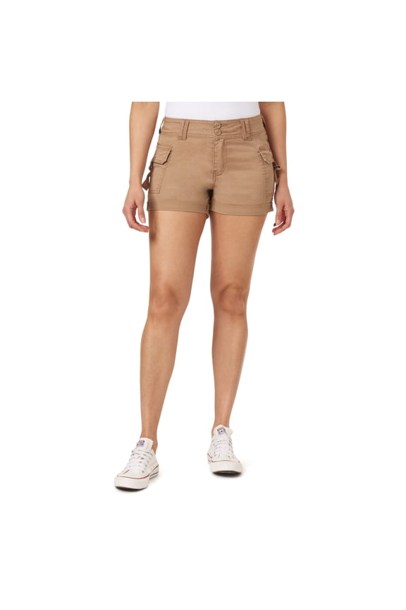 Women's Luscious Curvy Twill Cargo Shorts 3" Mid-Rise Insta Stretch Juniors