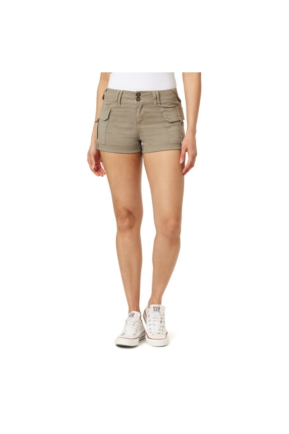 Women's Luscious Curvy Twill Cargo Shorts 3" Mid-Rise Insta Stretch Juniors