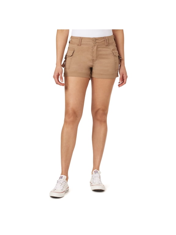 Women's Luscious Curvy Twill Cargo Shorts 3" Mid-Rise Insta Stretch Juniors