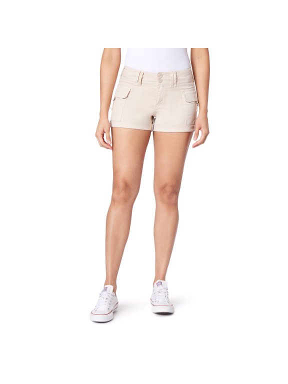 Women's Luscious Curvy Twill Cargo Shorts 3" Mid-Rise Insta Stretch Juniors