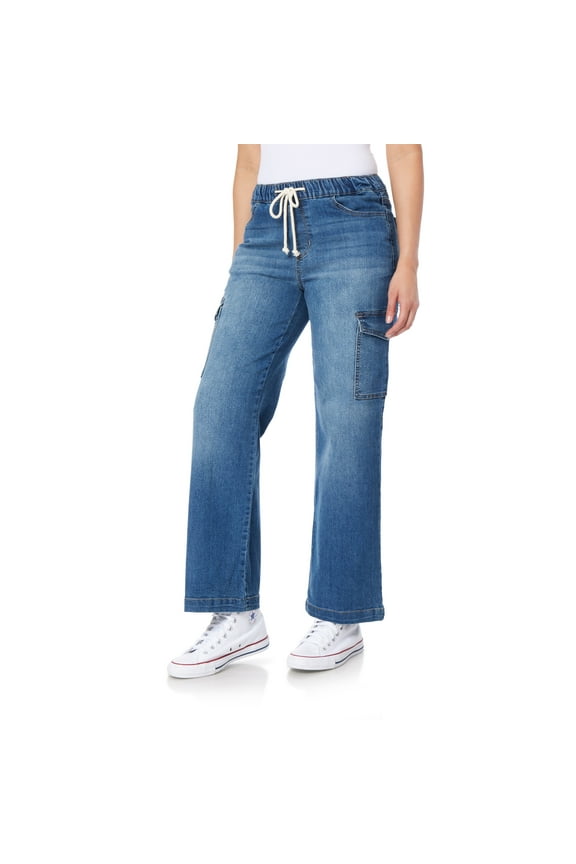Women's Tomboy Relaxed Cargo Denim Mid-Rise Insta Stretch Juniors Jeans