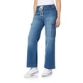 thumbnail image 1 of WallFlower Women's Tomboy Relaxed Cargo Denim Mid-Rise Insta Stretch Juniors Jeans, 1 of 3