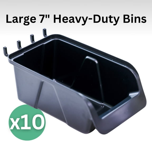 WallPeg 10 ea PegBoard Bin Kit -Large Pegboard Bins for Craft Room Storage & Garage Pegboard Organization - Handy Pegboard Wall Organizer Bins Set